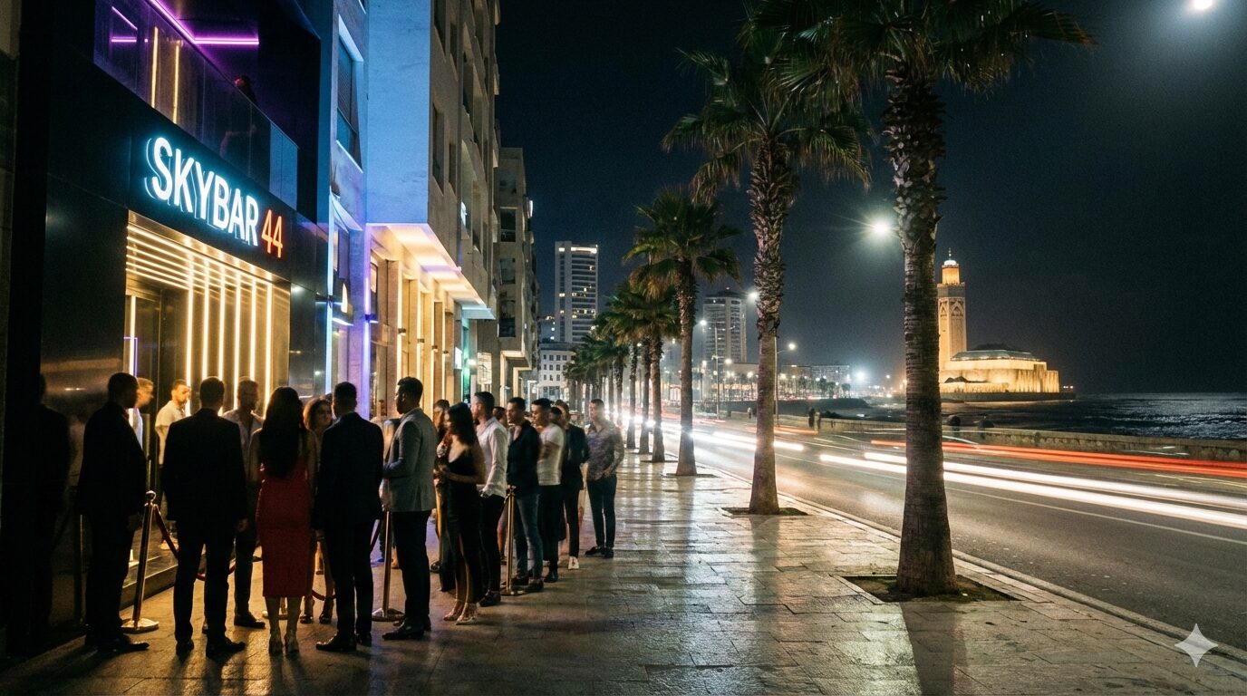 Casablanca nightlife street scene (Maarif / Anfa)