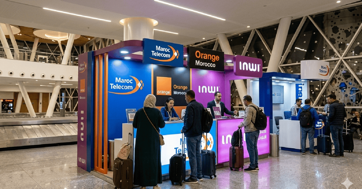 SIM card kiosk at Marrakech Menara Airport Morocco 2026